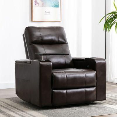 Jky Furniture Air Leather Power Home Theater Recliner Chair and Set with Armrest Storage and Cup Holders