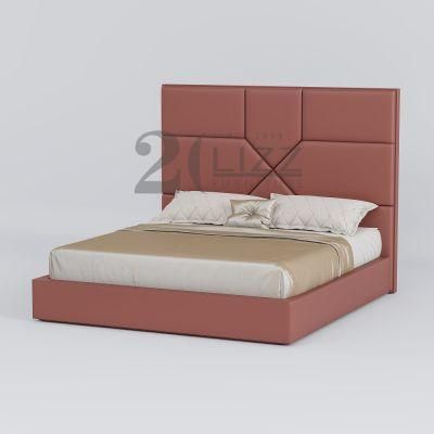 Hot Selling Geniue Leather Hotel Home Wooded Furniture Modern Italian Double Queen Size Bed