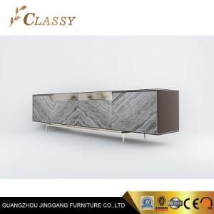 Marble Face Wooden Cabinet with Metal Foot TV Stand for Living Room
