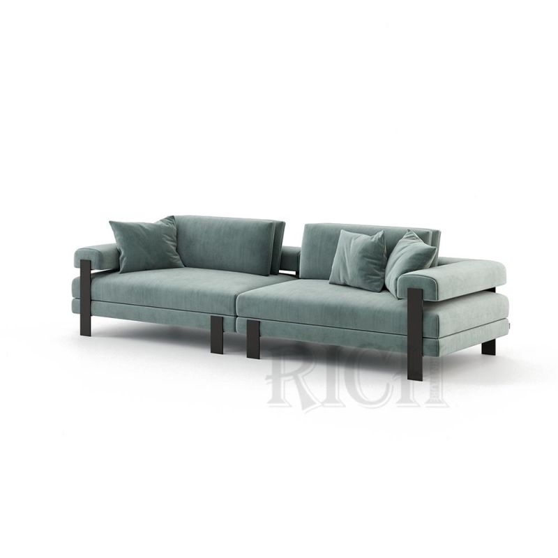 Modern Carbon Steel Leg Fabric Sofa Loveseat
