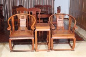 3sets Burma Padauk Palace Chair with Nature and Clearly Grain.