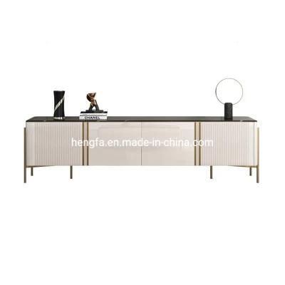 Living Room Furniture Modern New Model Golden Metal Legs Marble TV Stand