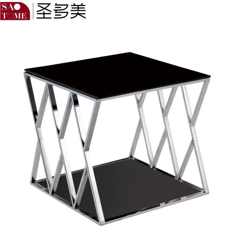 Modern Hotel Living Room Furniture Exquisite Black or White Glass End Table