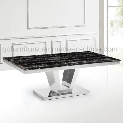 Mirror Stainless Siver Marble Top V Shape Coffee Table