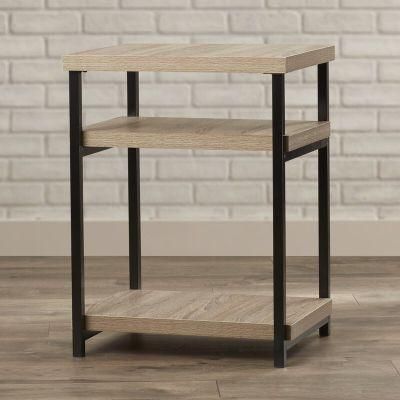 Modern Distressed Gray Oak Home Furniture Set Sofa Side Table Coffee Tables with Metal Leg