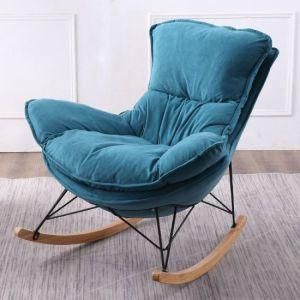 Hot Sale Living Room Rocking Sofa Orange Soft Comfortable Fabric Room Rocking Chair Couch