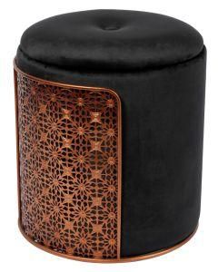 Knobby Round Storage Stool Ottoman with Golden Metal Base