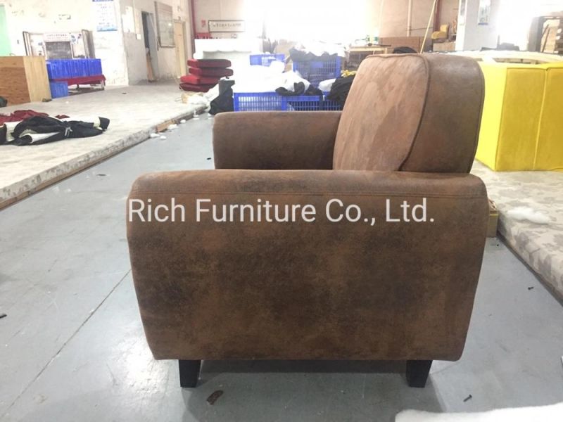 Home Design Living Room 3 Seater Vintage Leather Sofa Brown Color Couch