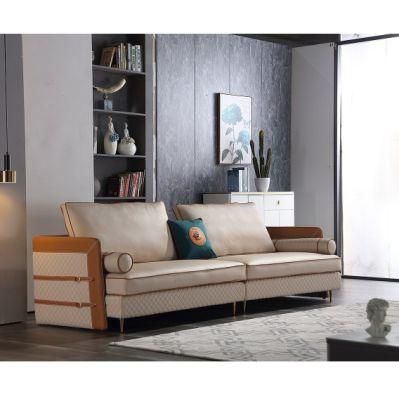 Factory Wholesales Wooden Metal Home Furniture Modern Leather Living Room Sofa with 3 Seaters