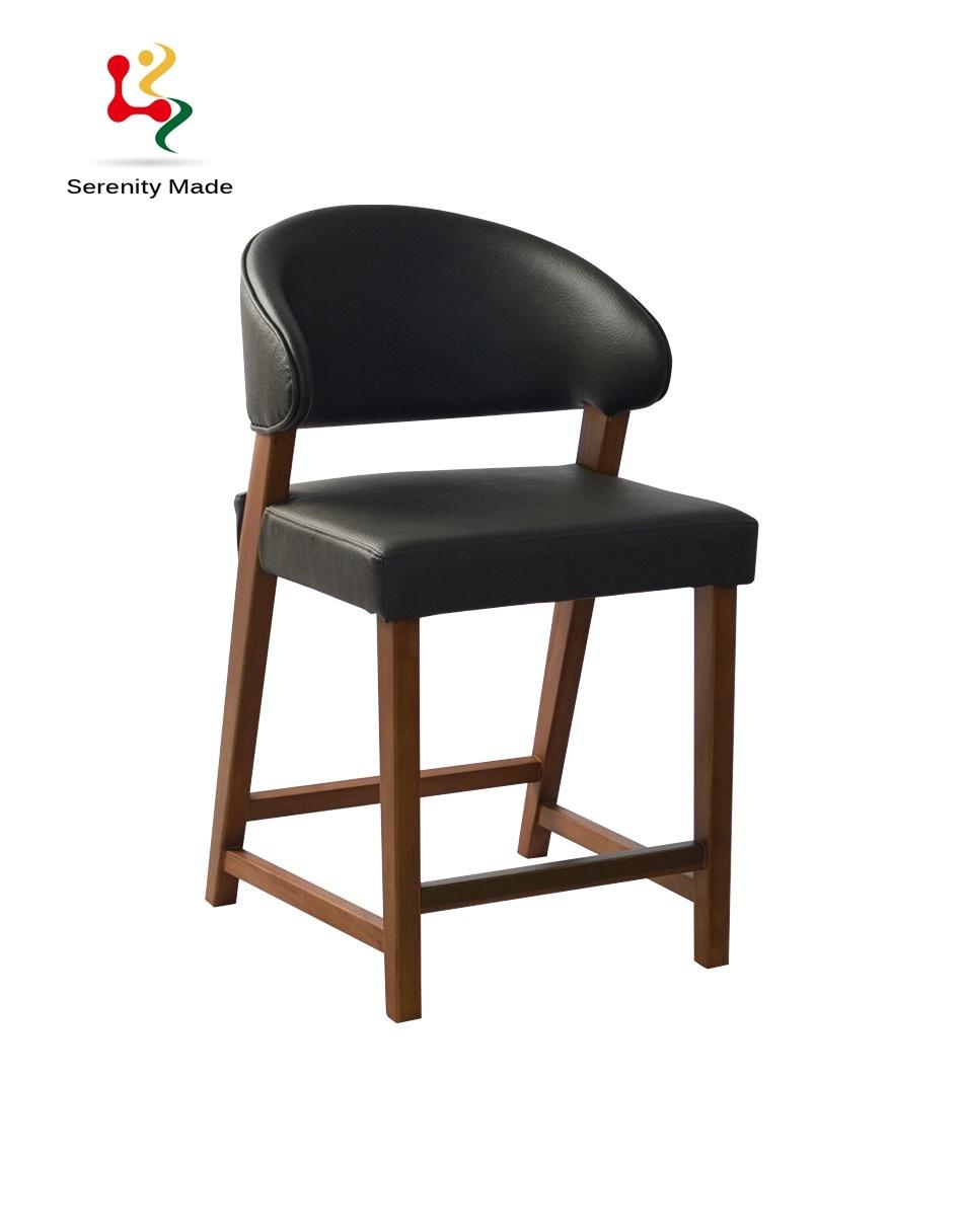 Commercial Restaurant Furniture Wooden Legs Black PU Leather Dining Chair