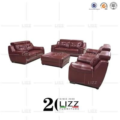 Vintage Simple Design Modular Hotel Apartment Living Room Furniture Luxury Italian Real Leather Sofa