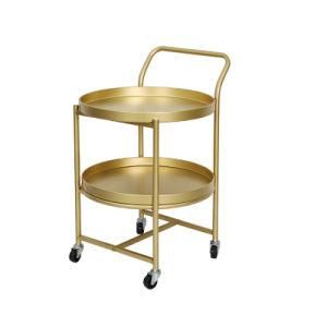 Coffee Table 2 Tier Handle Gold Black Home Living Tray Metal Wheel Table