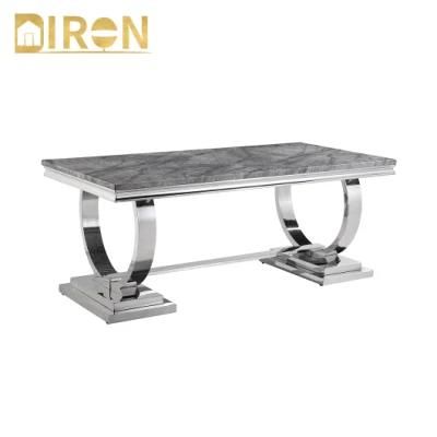 Modern Style Designs Luxury Dining Room Furniture Marble Top Stainless Steel Legs Table and Chair Sets Marble Coffee Table