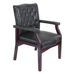 American Home Guest Chair for Living Room with Painted Wooden Frame and Vinyl Upholstered
