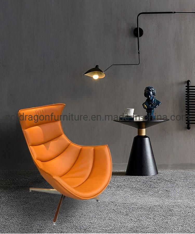 Modern Snail Chair Metal Legs Leather Chaise Lounge Chair Sets