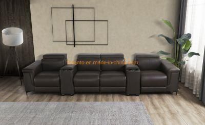 Modern European Style Luxury Cinema Theater Home Living Room Full Leather Top Grain Leather Electric Recliner Sofa