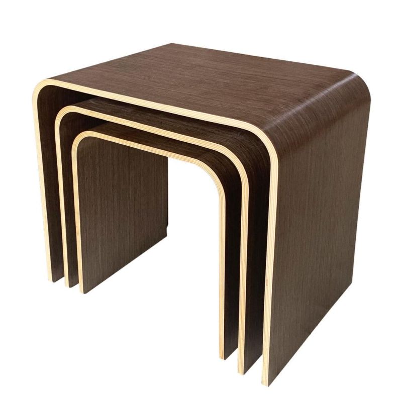 Birchwood Layer, 3 PCS coffee Table, Dark Brown Color, Birch Wood Layer, 3 Different Size. Hotsale