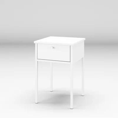 Colorful Modern Nightstand Elegant Bedside Table with Drawer, Metal Legs