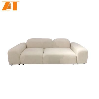 Custom Commercial Home Furniture European Style Sectional Sofa Set I Shaped Velvet 2 Seater Sofa