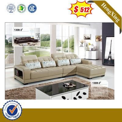 Fashion Light Grey Color Wooden Frame Living Room Leather Sofa