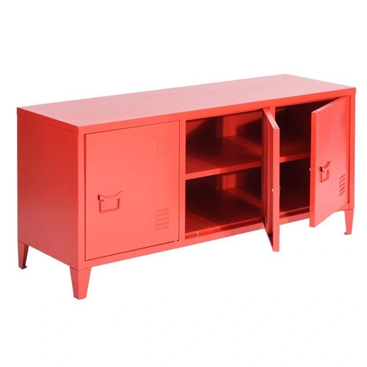 Metal TV Stand Industrial Vintage Furniture Retro Media Unit Shelf Cabinet