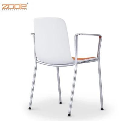 Zode Modern Home/Living Room/Office Furniture Hot Sale Plastic Restaurant Dining Chair with Aluminium Armrest