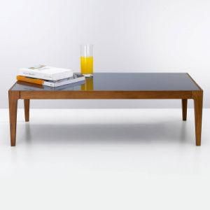 High Quality Morden Glass Top Oak Coffee Table
