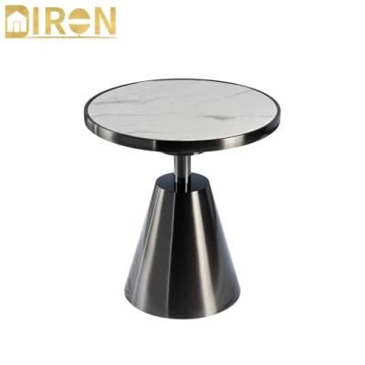 China Factory New Design Living Room Light Luxury Stainless Steel Round Side Table