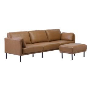 Furniture Factory Provides Nordic Modern Luxury Living Room Sofa Four Seat Leather Sofa Wooden Frame for Living Room Furniture