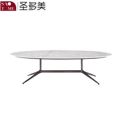 European Style Simple Hotel Family Living Room Smoked White Oak Elliptic Table