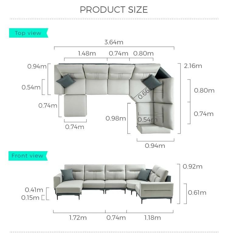 China Non Inflatable Furniture Living Room Modern Design Genuine Leather Sofa Tbs061