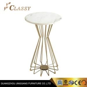 Mini Round Marble Table with Clean Design Metal Base Side Table for Interior Furniture