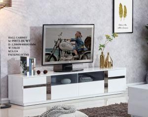 MDF Stainless Steel Living Room TV Stand Hall Cabinet Tempered Glass Modern Home Furniture