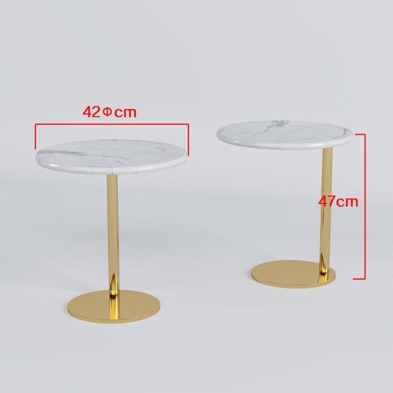 Hot Selling Modern Small Convenient Living Room Furniture Marble Coffee Table with Stainless Steel Leg