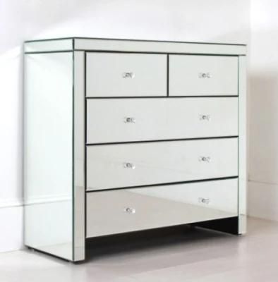 Venetian Mirrored Chest 5 Drawers Modern Bedroom Glass Furniture