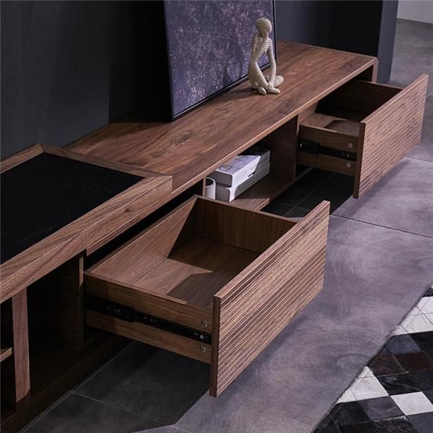 2021 New Model Melamine Board Brown Wood TV Stand Cabinets