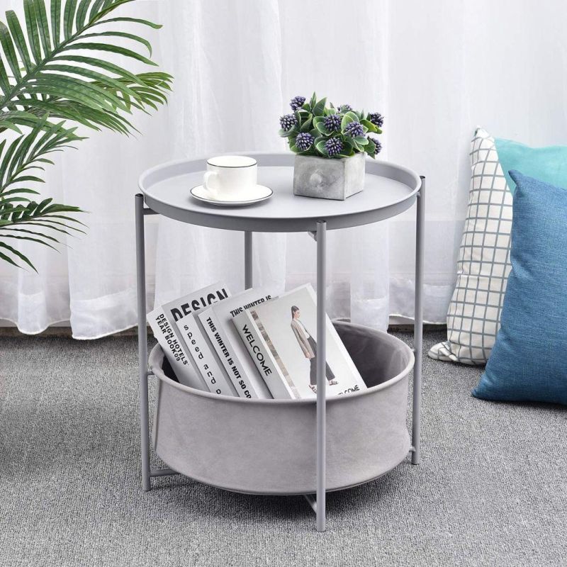 Simple Living Room Bedroom Universal Furniture Round Canvas Storage Bedside Cabinet