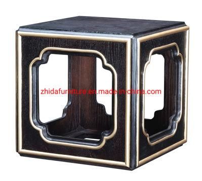 Zhida Foshan Factory Hotel Project Classic Style Home Furniture Living Room Sofa Side Wooden Square Table for Villa
