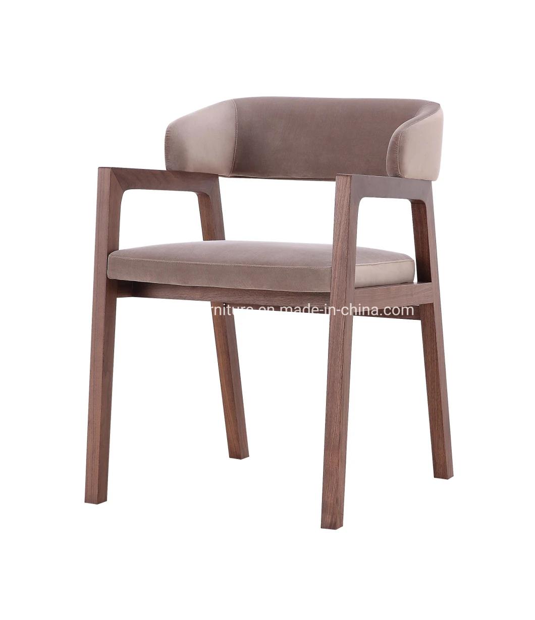Modern Solid Wood Living Room Genuine Leather Reception Armrest Chair
