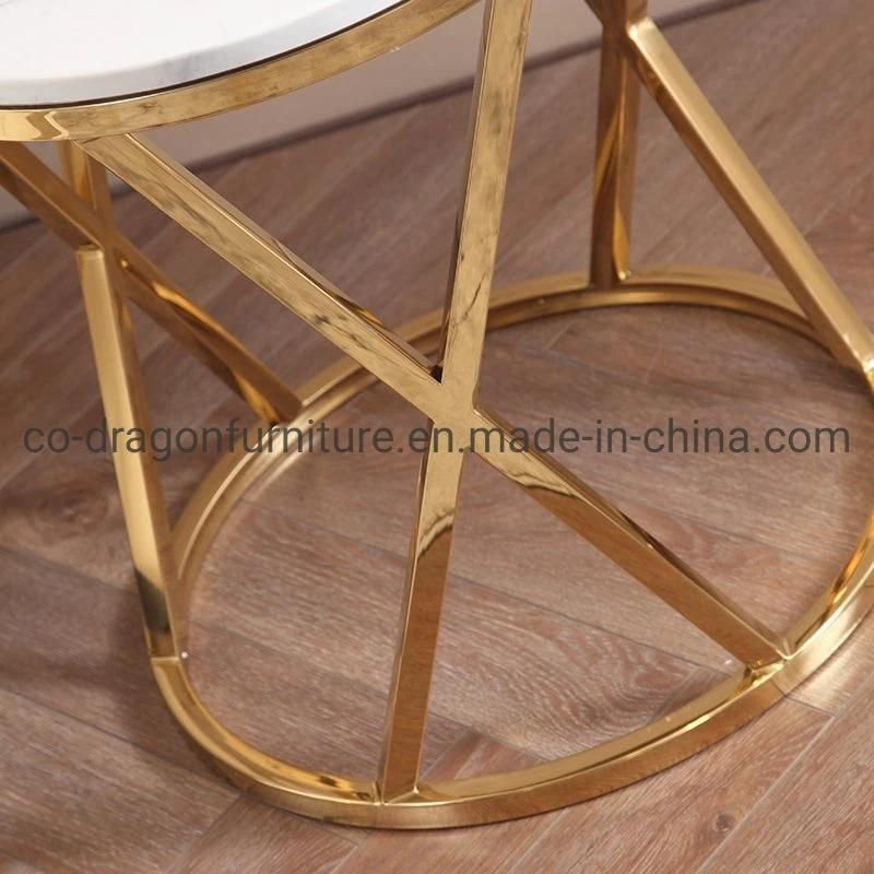 Gold Stainless Steel Side Table with Top for Home Furniture