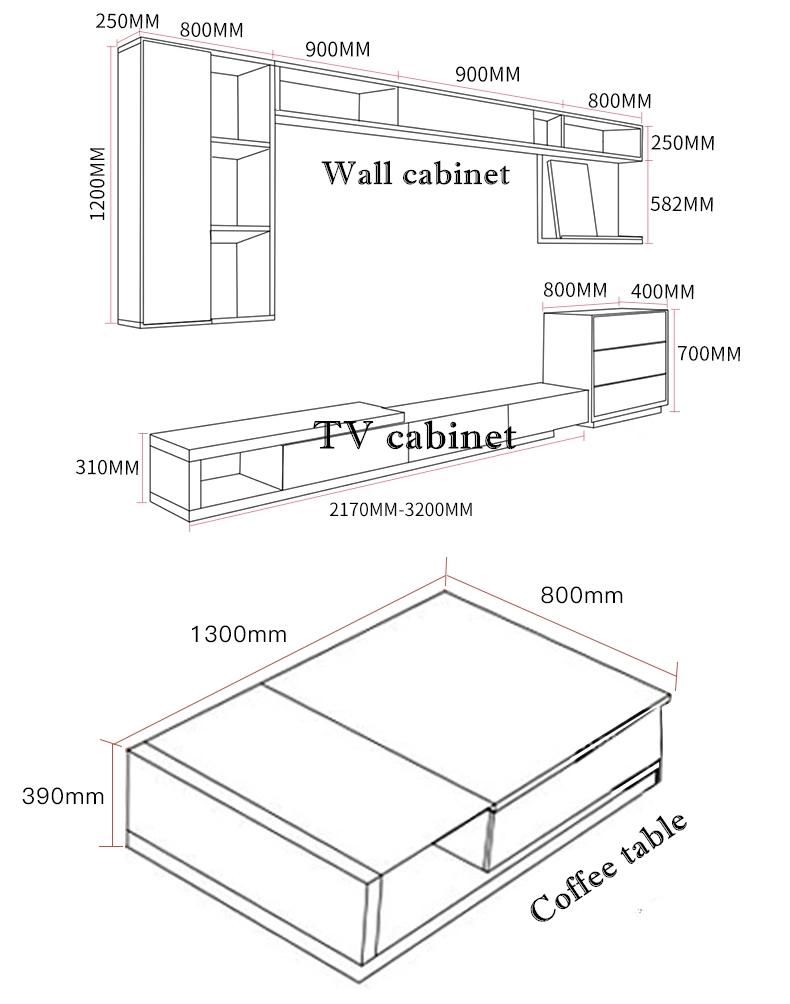 Classic Modern Home Living Room Furniture Wooden Size and Color TV Stand