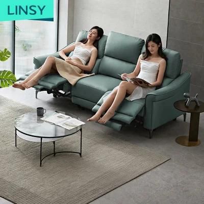 Linsy Italian Modern Grey 3 Seater Fabric Recliner Sofa Electric Living Room Home Furniture Fabric Recliner Sofa Sets Ls332sf6