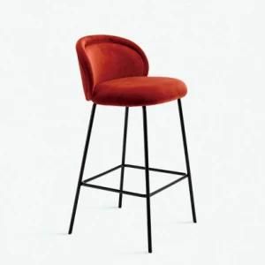 Modern Nordic Design Wholesale Hot Black Metal Frame High Seat Velvet Bar Chair