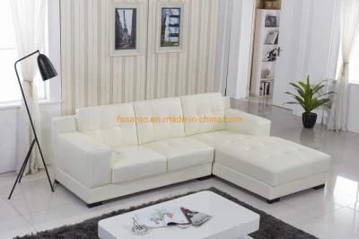 Italy Top Grain + PVC Leather Fabric Corner Living Room L Shape Home Furniture Modern Sectional Sofa