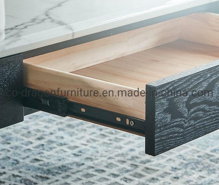 Wooden Plate Coffee Table with Marble Top for Home Furniture
