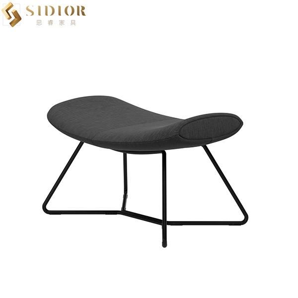Modern Luxury Black Fabric Footstool Upholstered Chair with Metal Legs