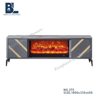 Wholesale Electric Fheater Fireplace Cabinet TV Stand with Wooden Mantel and Marble Top