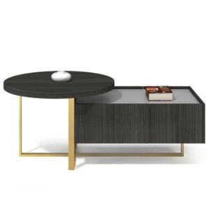 Fashionable Simple Wooden Executive Metal Base Coffee Table