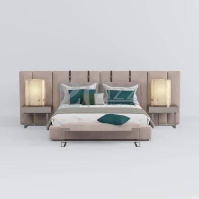 Hot Sale European Stylish Style Wooden Furniture Modern Luxury Platfoma Bed with Nightstands Set