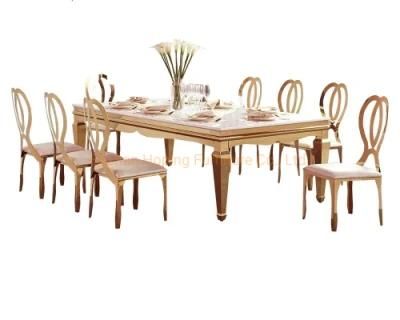 China Hoping Supplier Living Room Chair Luxury Simple Style Gold Metal Leg Table Dining Chair